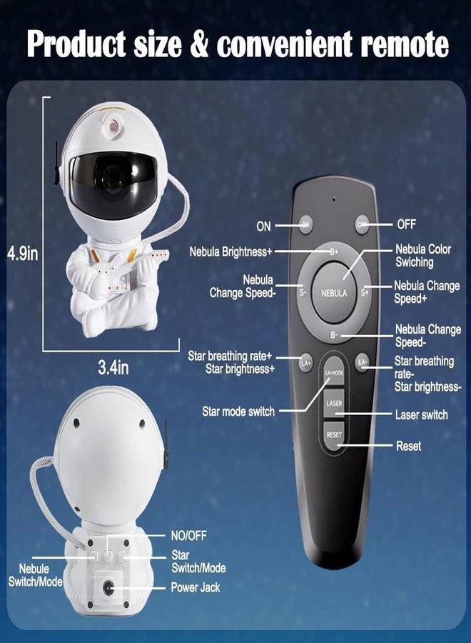 FLYNGO Plastic Astronaut Night Light Galaxy LED Projector Lamp with Remote Control, and 360° Adjustable, Night Lamp for Kids, Bedroom, Gaming Room,Home Party, Birthday Gifts (Guitar Astronaut), White - Image 5
